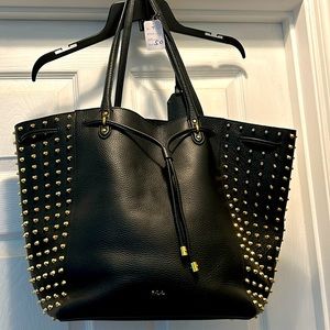 Ralph Lauren Gold Studded shoulder bag large